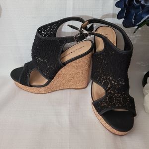 Lucky Brand Stylish Ankle Strap Crochet Wedge